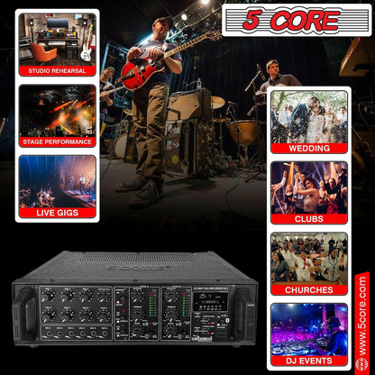 5 Core 500W PA Amplifier – Rack Mount Home Audio DJ Stereo Receiver - GoTypical