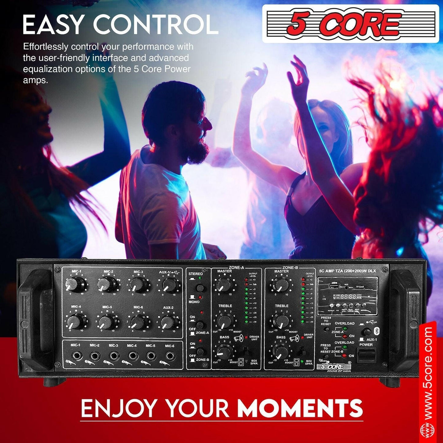 5 Core 500W PA Amplifier – Rack Mount Home Audio DJ Stereo Receiver - GoTypical