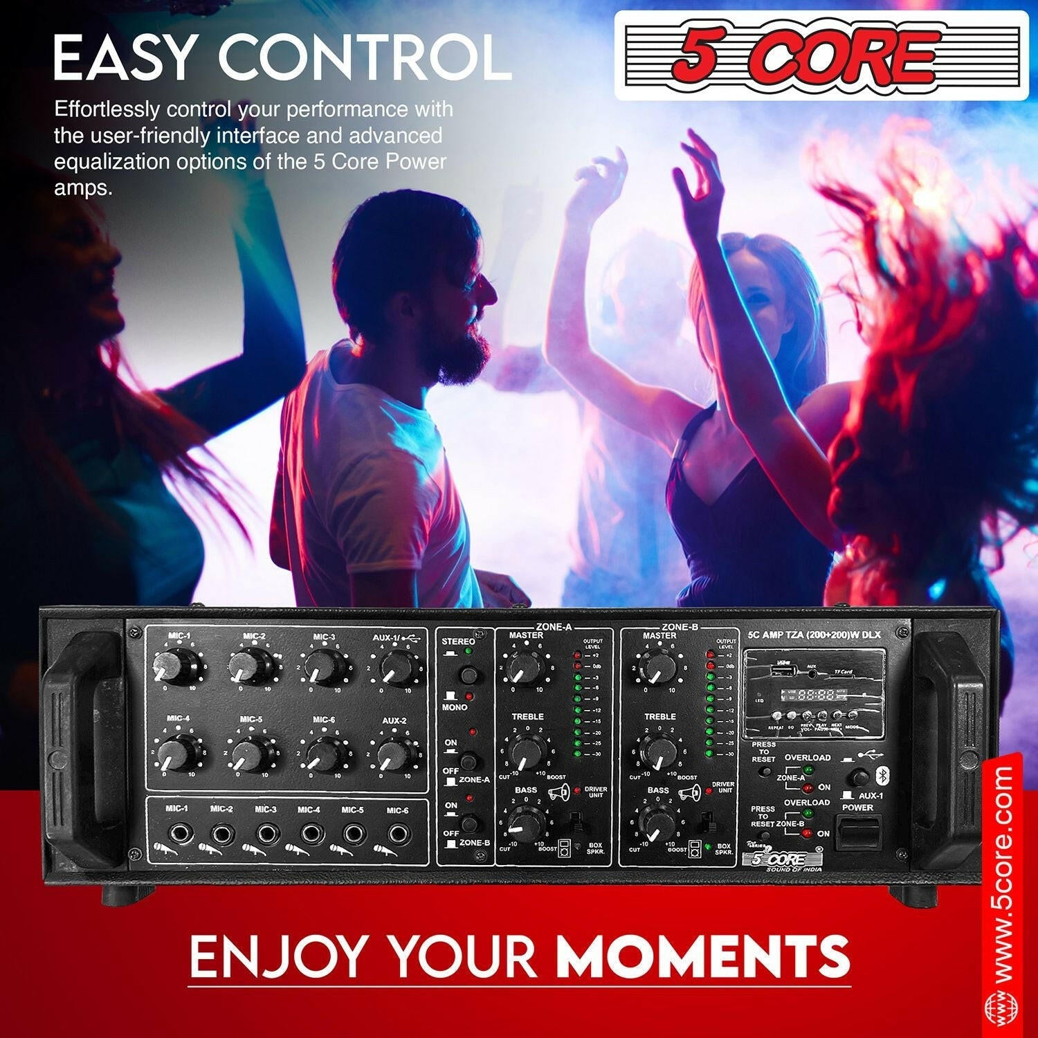 5 Core 500W PA Amplifier – Rack Mount Home Audio DJ Stereo Receiver - GoTypical