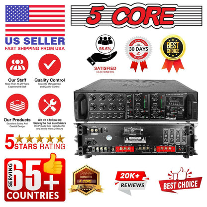 5 Core 500W PA Amplifier – Rack Mount Home Audio DJ Stereo Receiver - GoTypical