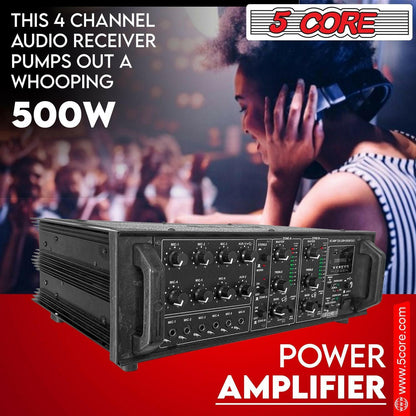 5 Core 500W PA Amplifier – Rack Mount Home Audio DJ Stereo Receiver - GoTypical
