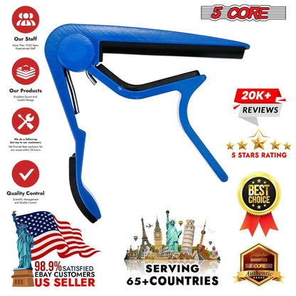 5CORE Guitar Capo – Blue Aluminum Quick-Adjust for Acoustic & Electric - GoTypical