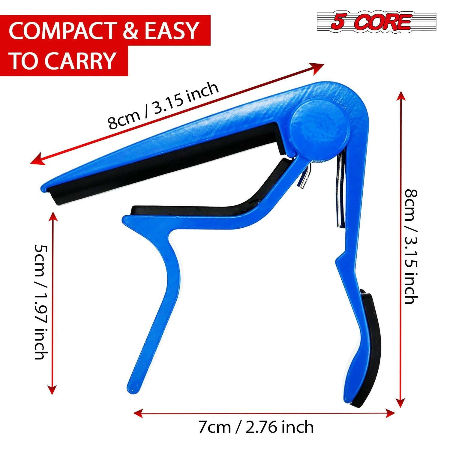 5CORE Guitar Capo – Blue Aluminum Quick-Adjust for Acoustic & Electric - GoTypical