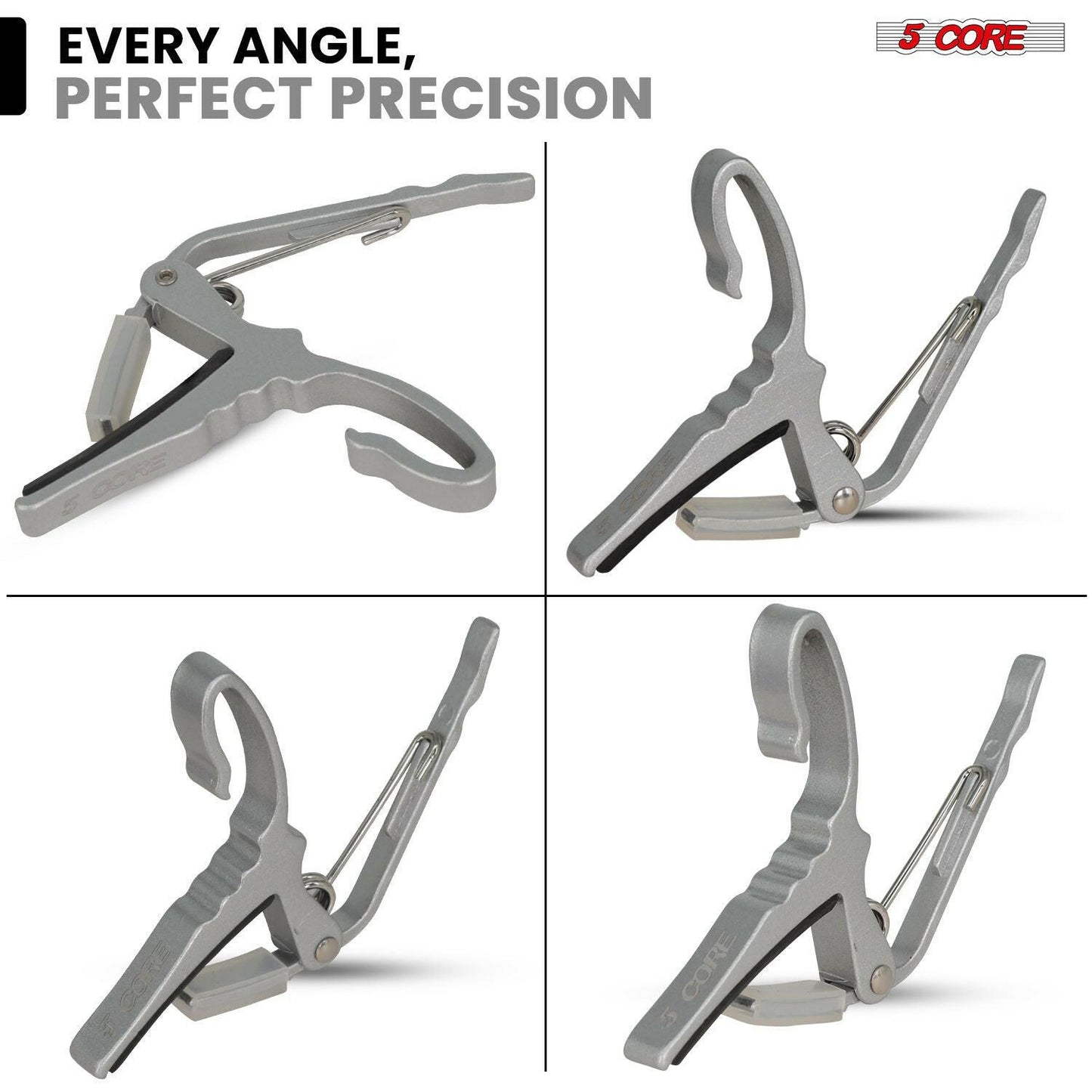 5 Core Guitar Capo – Silver Aluminum Alloy, Lightweight, Buzz-Free Tuning - GoTypical