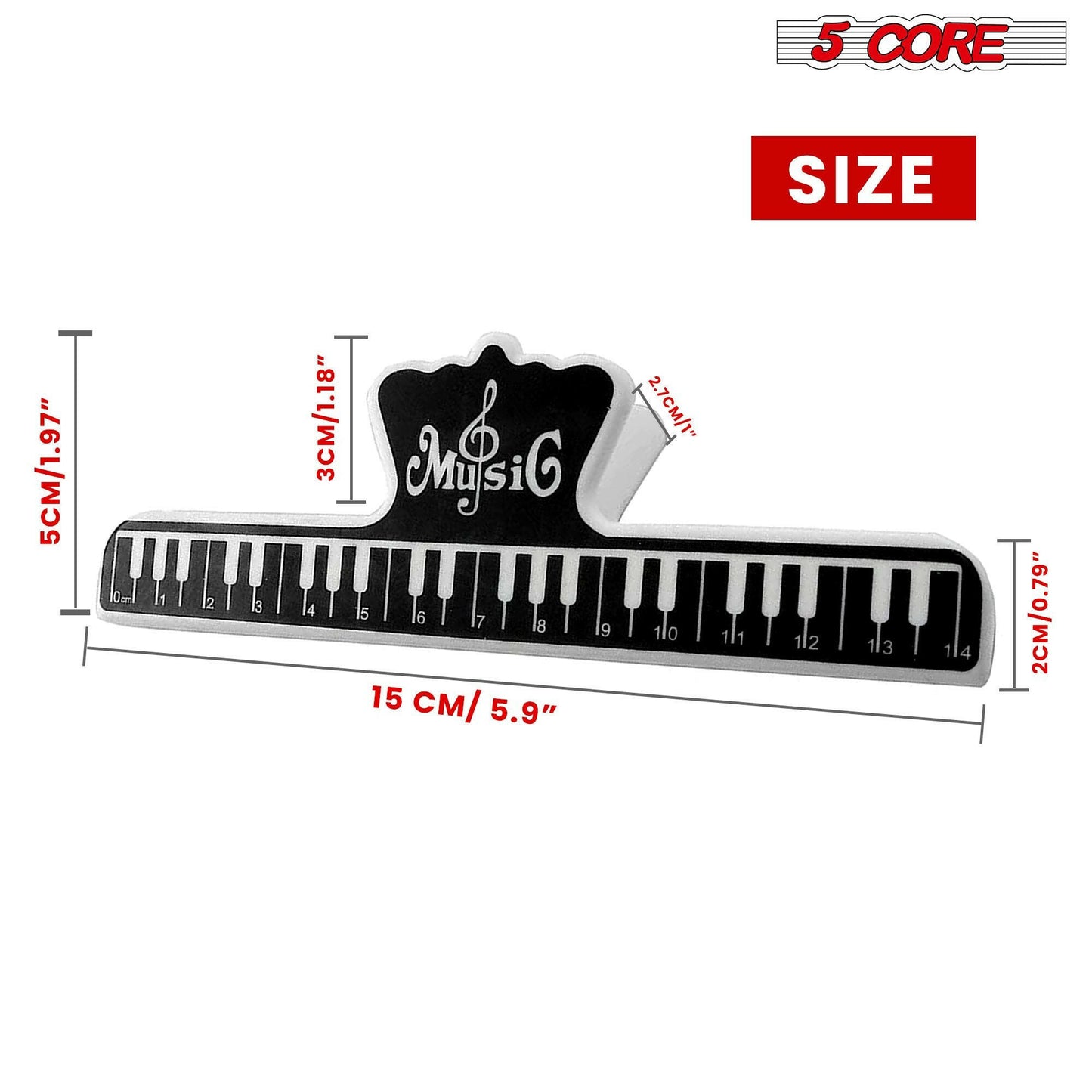 5 Core Sheet Music Holder Clip – Durable Black Plastic, Compact Size - GoTypical