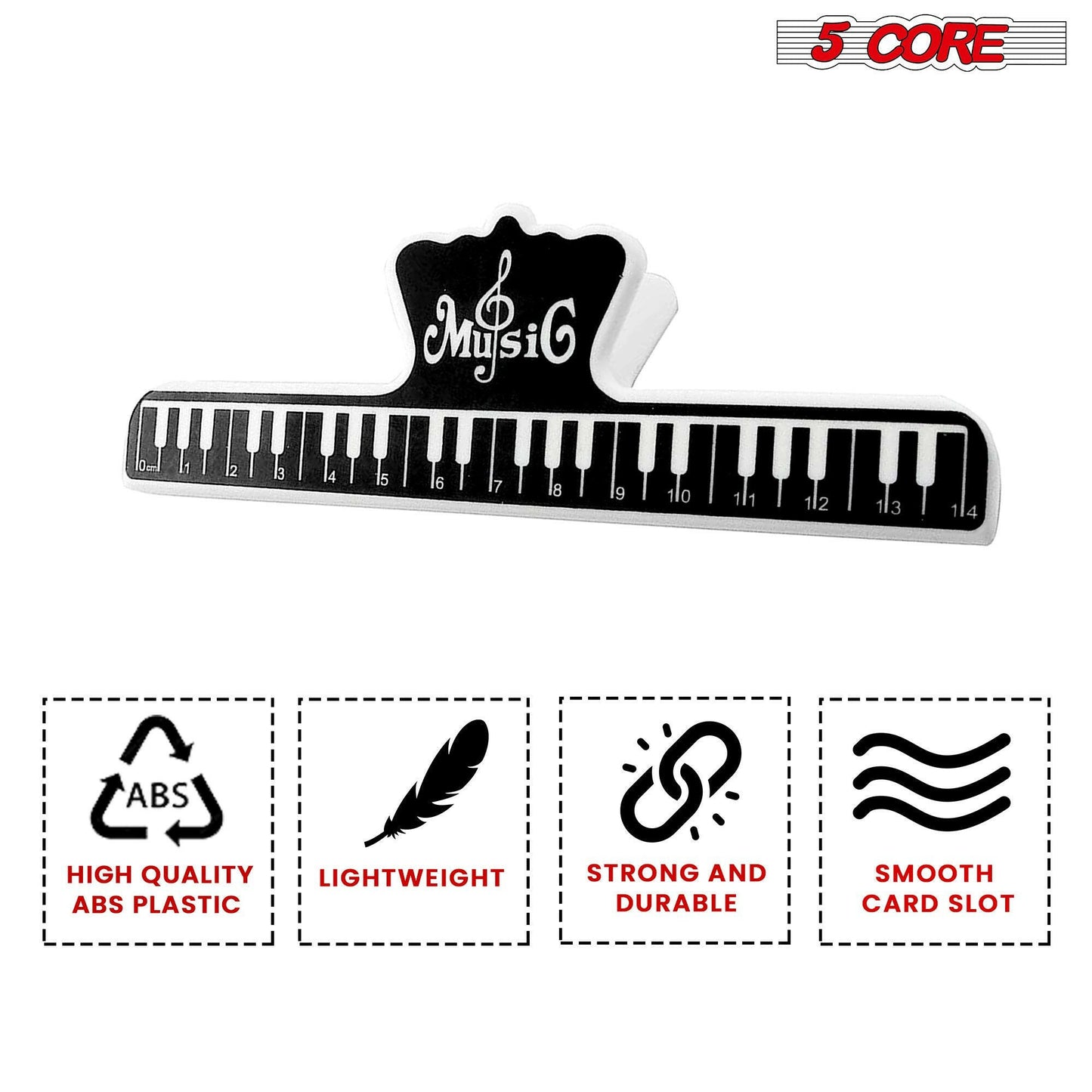 5 Core Sheet Music Holder Clip – Durable Black Plastic, Compact Size - GoTypical