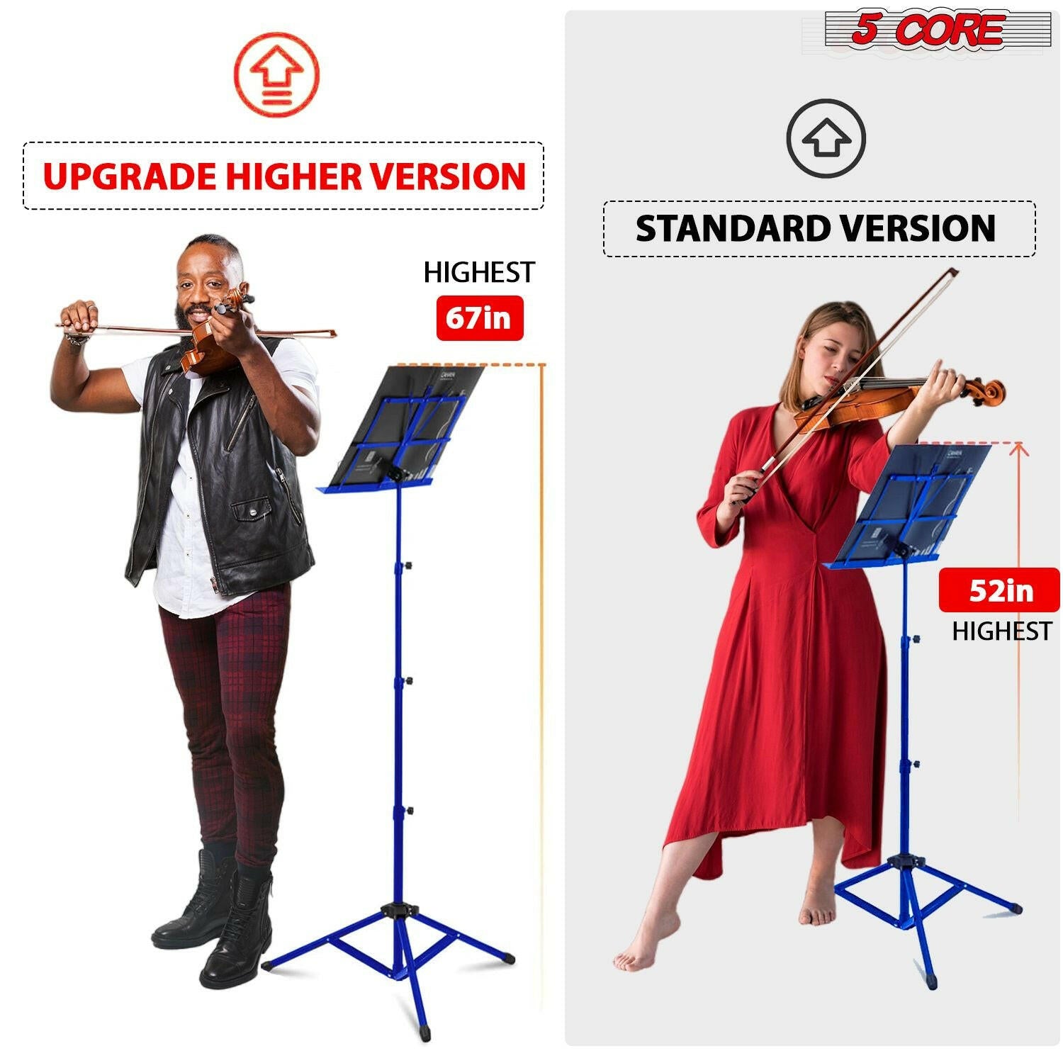 5Core Adjustable Music Stand – Folding Metal Tripod with Large Tray - GoTypical