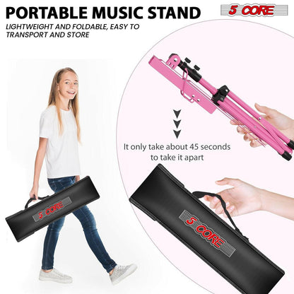 5Core Adjustable Music Stand – Folding Metal Tripod with Large Tray - GoTypical