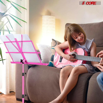 5Core Adjustable Music Stand – Folding Metal Tripod with Large Tray - GoTypical