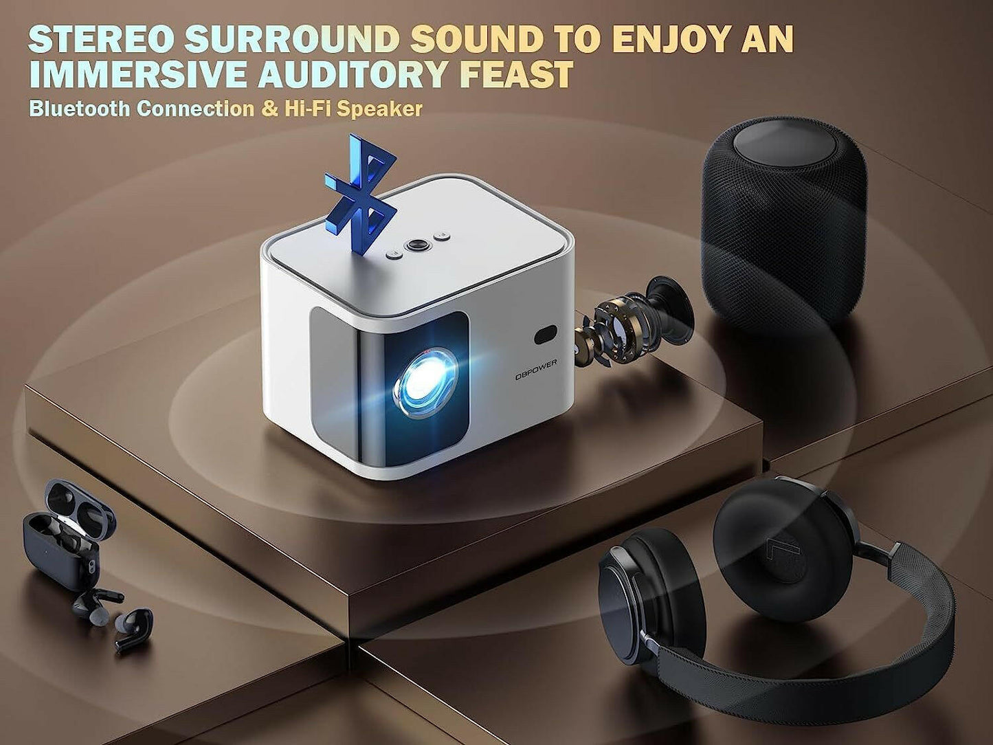 5G WiFi Mini Projector – 4K Support Portable 1080P HD with Bluetooth - GoTypical