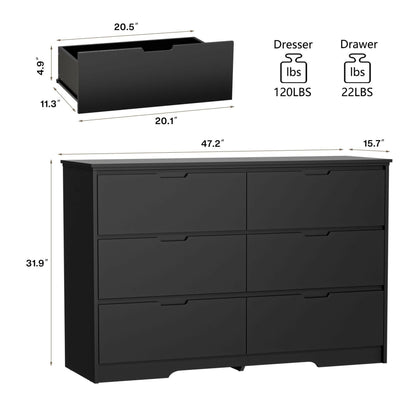 6-Drawer Dresser – Modern Storage Cabinet with Hidden Handles - GoTypical