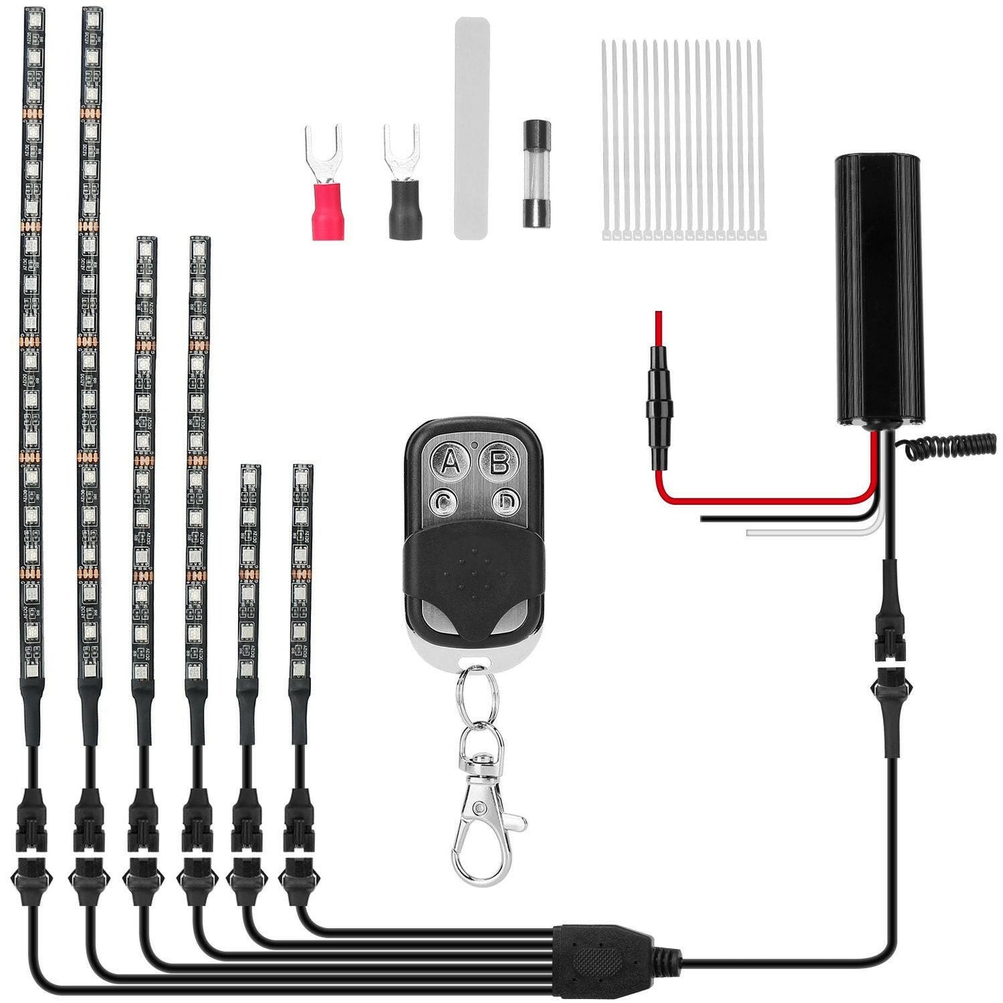 Motorcycle LED Light Strips – 6-Piece Waterproof RGB with Remote Control - GoTypical