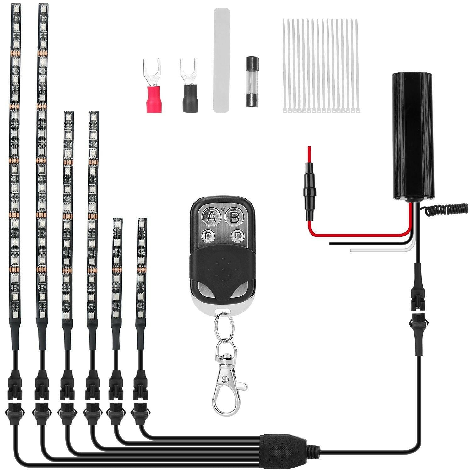 Motorcycle LED Light Strips – 6-Piece Waterproof RGB with Remote Control - GoTypical