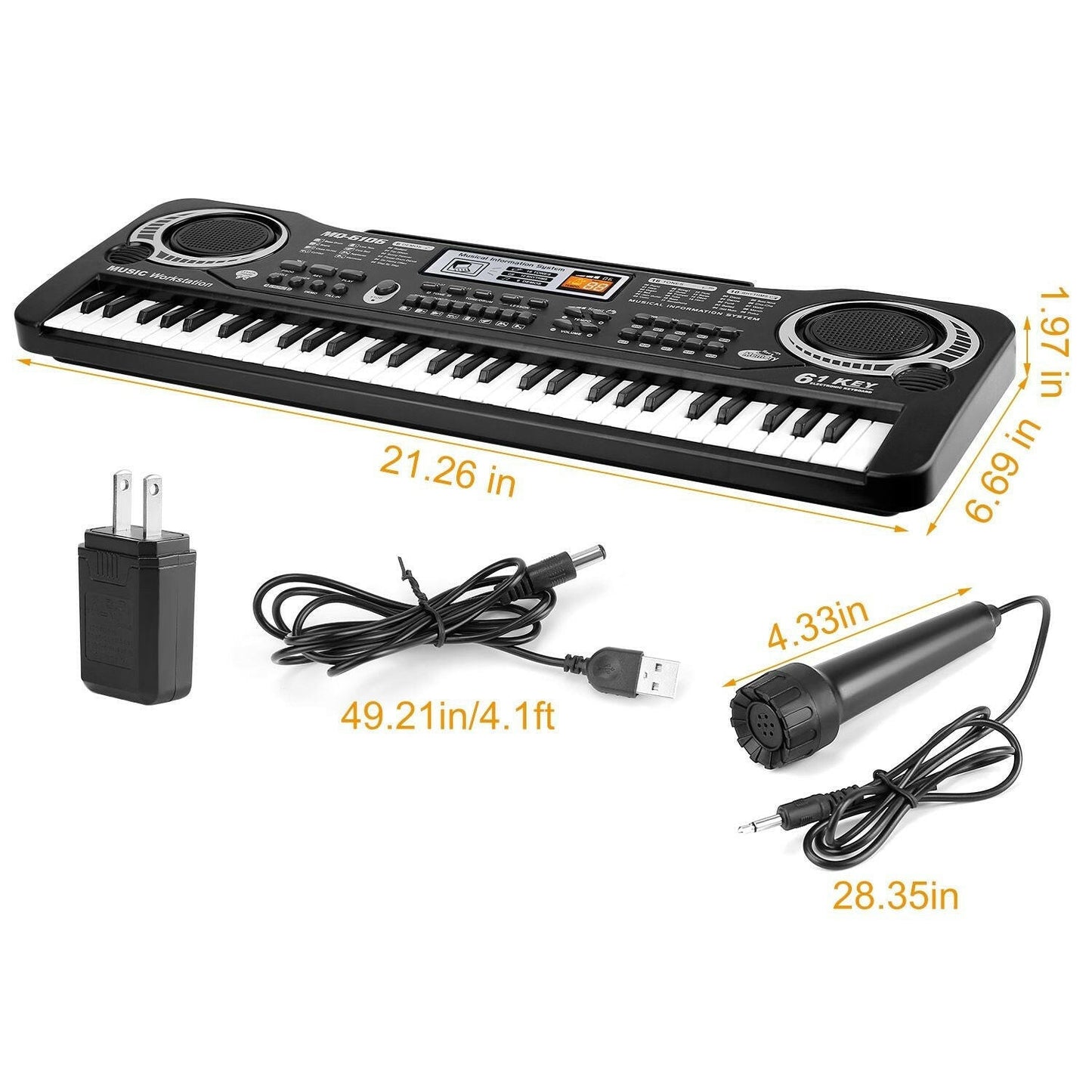 61-Key Digital Keyboard – Portable Electric Piano with Microphone for Kids - GoTypical
