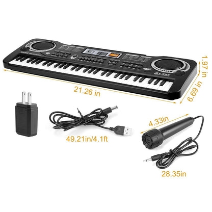 61-Key Digital Keyboard – Portable Electric Piano with Microphone for Kids - GoTypical