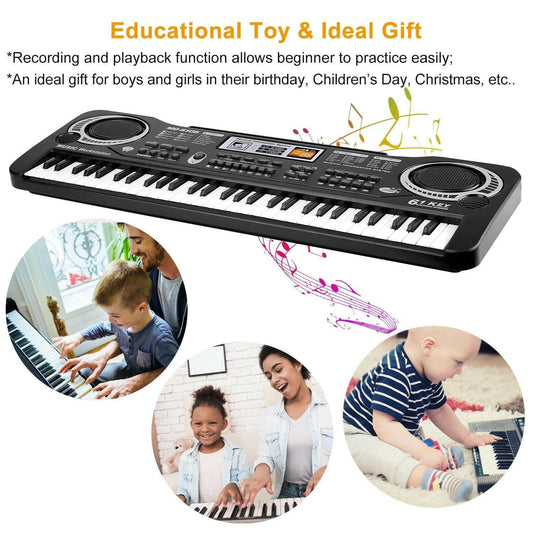 61-Key Digital Keyboard – Portable Electric Piano with Microphone for Kids - GoTypical