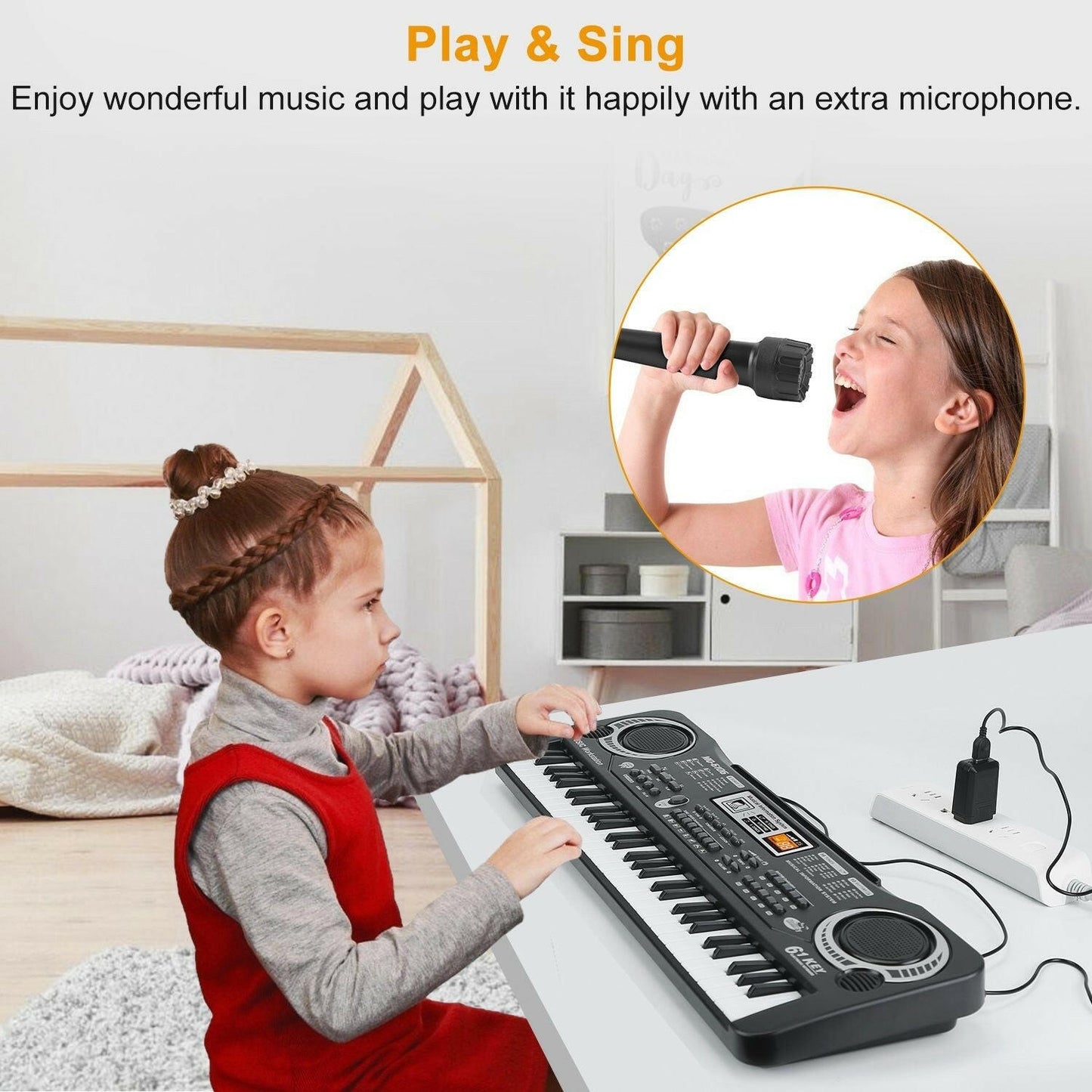 61-Key Digital Keyboard – Portable Electric Piano with Microphone for Kids - GoTypical