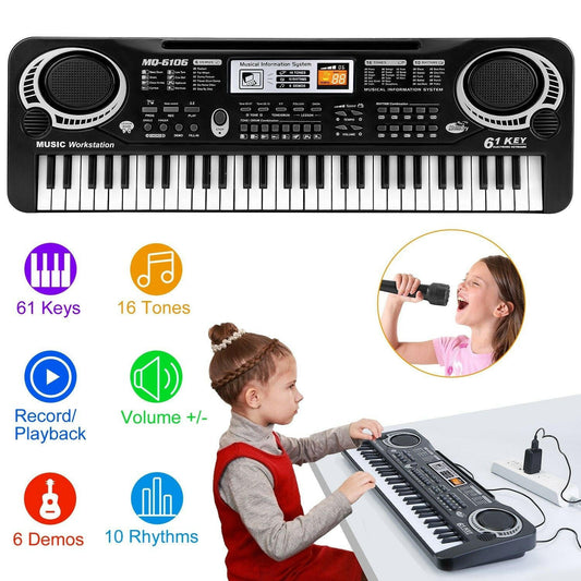 61-Key Digital Keyboard – Portable Electric Piano with Microphone for Kids - GoTypical