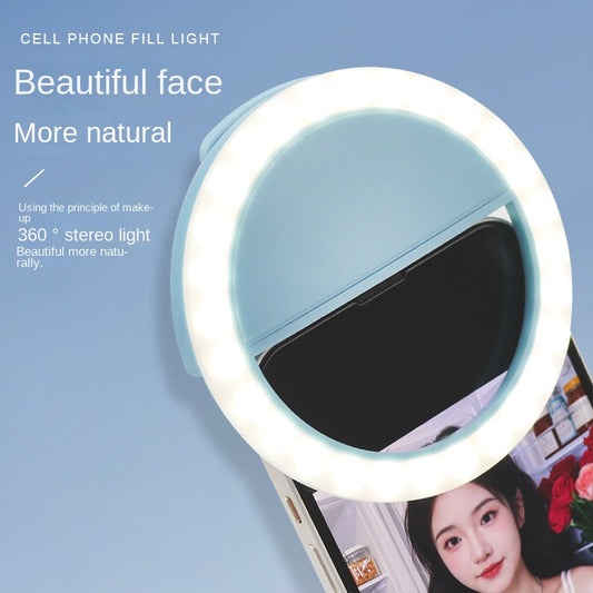 RK-12 Mobile Phone Fill Light Wholesale Live Beauty Selfie Lighting Round Flash Charging LED Fill Light.