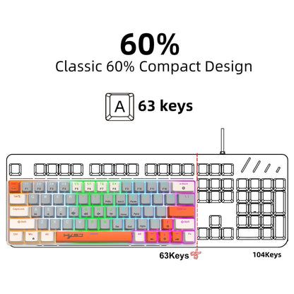 HXSJ 63-Key Mechanical Gaming Keyboard | RGB Backlit Compact Wired - GoTypical