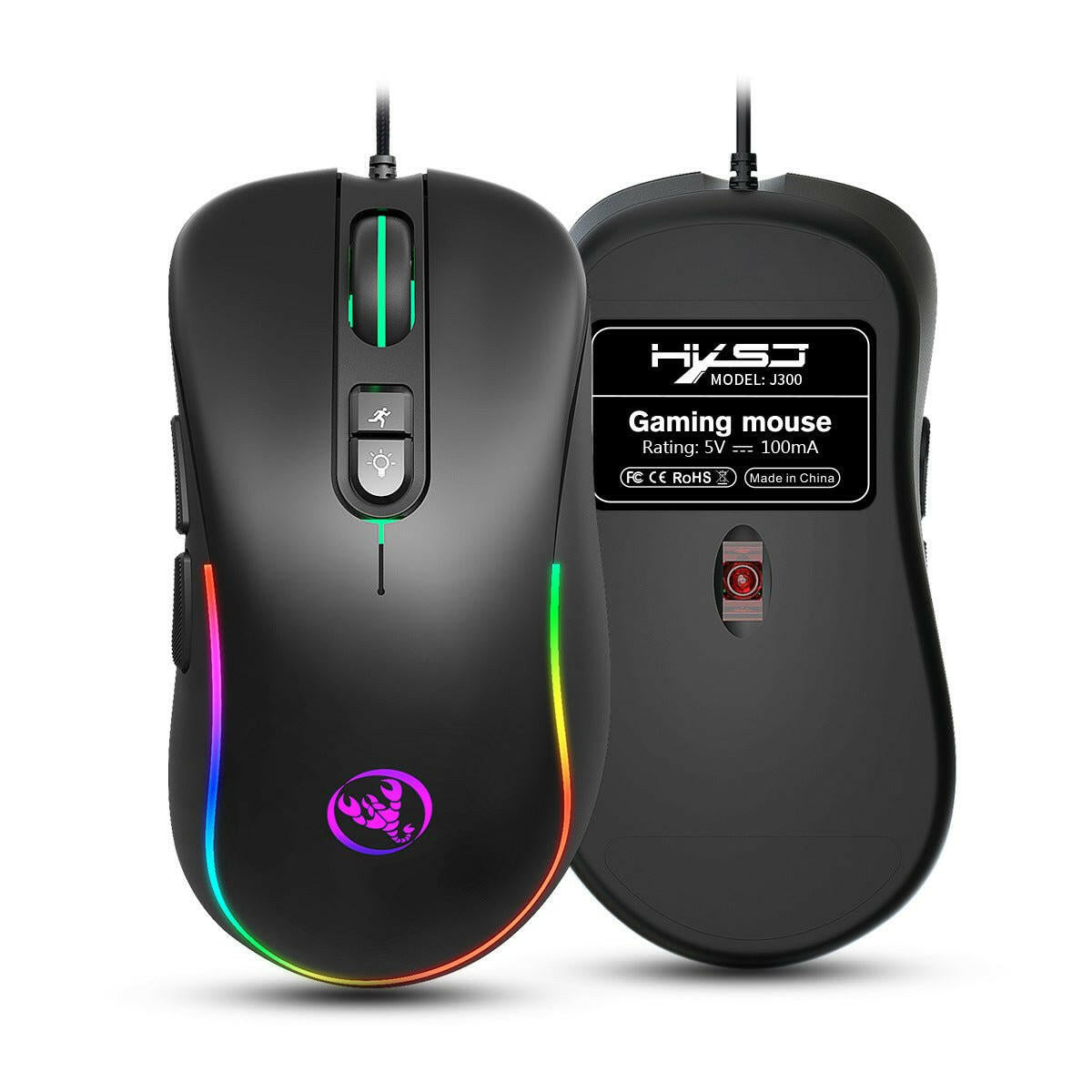 . J300 RGB Programmable Gaming Mouse – 7 Buttons, Wired - GoTypical