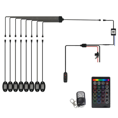 . RGB LED Rock Lights Kit – 8 Pods, IP68 Waterproof, App Controlled - GoTypical