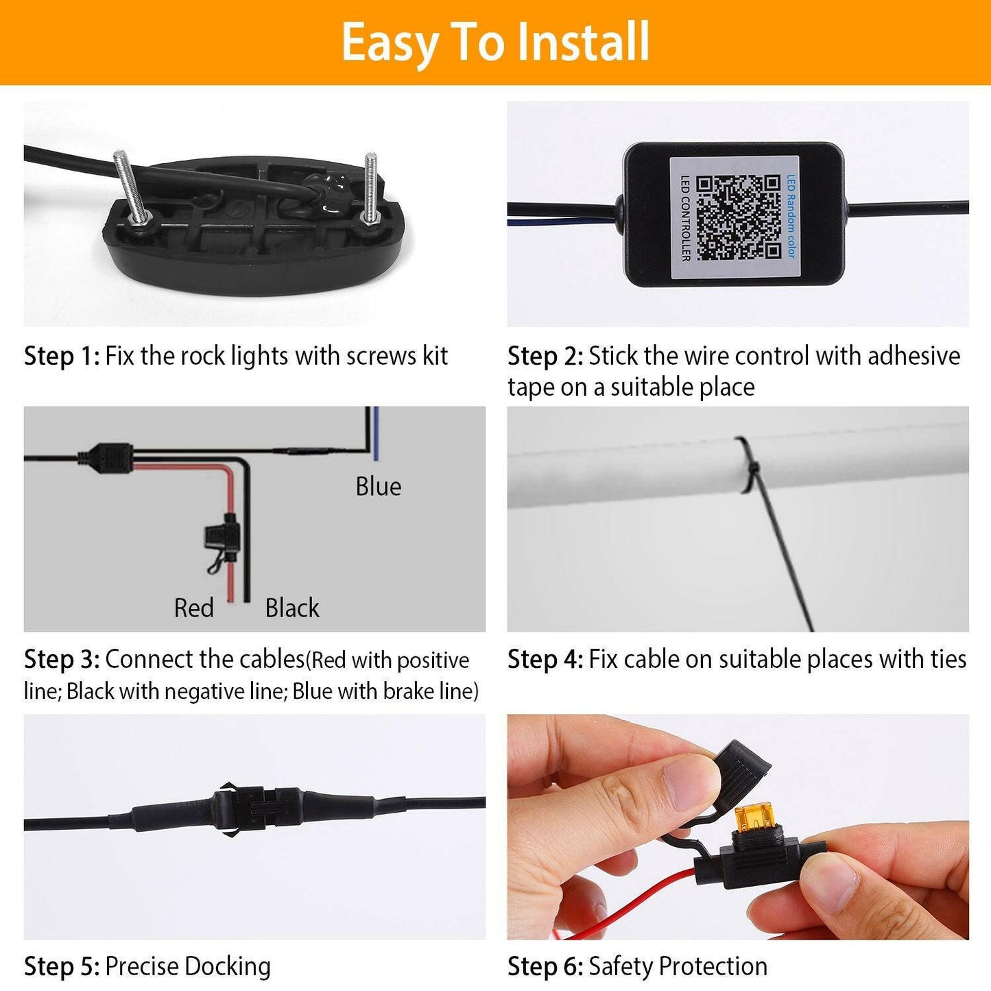 . RGB LED Rock Lights Kit – 8 Pods, IP68 Waterproof, App Controlled - GoTypical