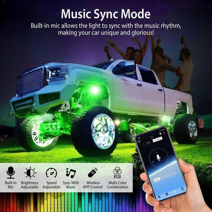 . RGB LED Rock Lights Kit – 8 Pods, IP68 Waterproof, App Controlled - GoTypical