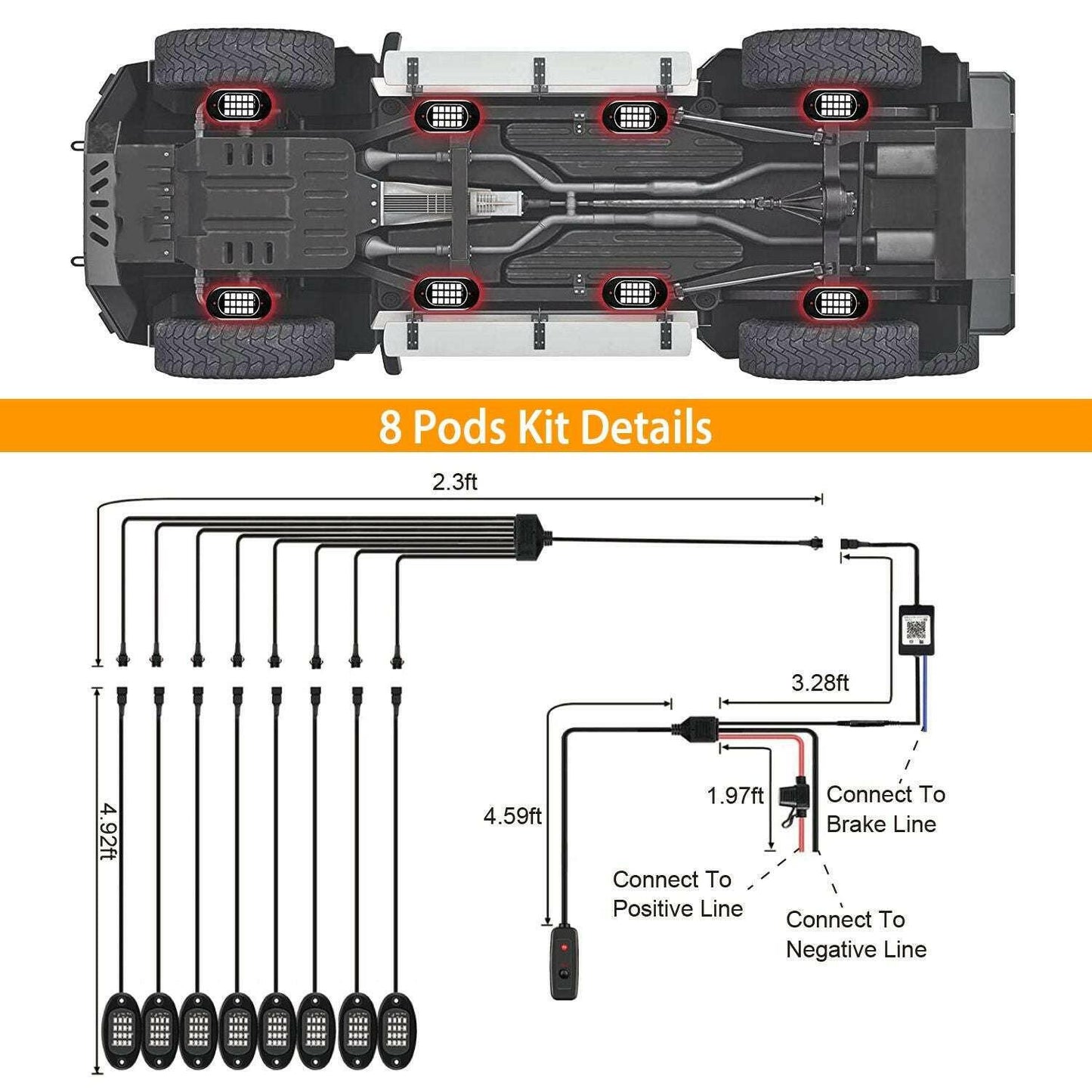 . RGB LED Rock Lights Kit – 8 Pods, IP68 Waterproof, App Controlled - GoTypical