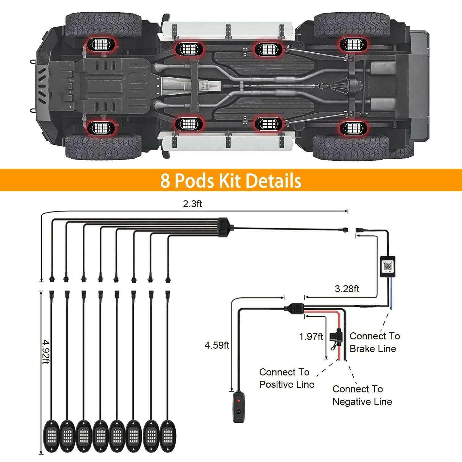. RGB LED Rock Lights Kit – 8 Pods, IP68 Waterproof, App Controlled - GoTypical