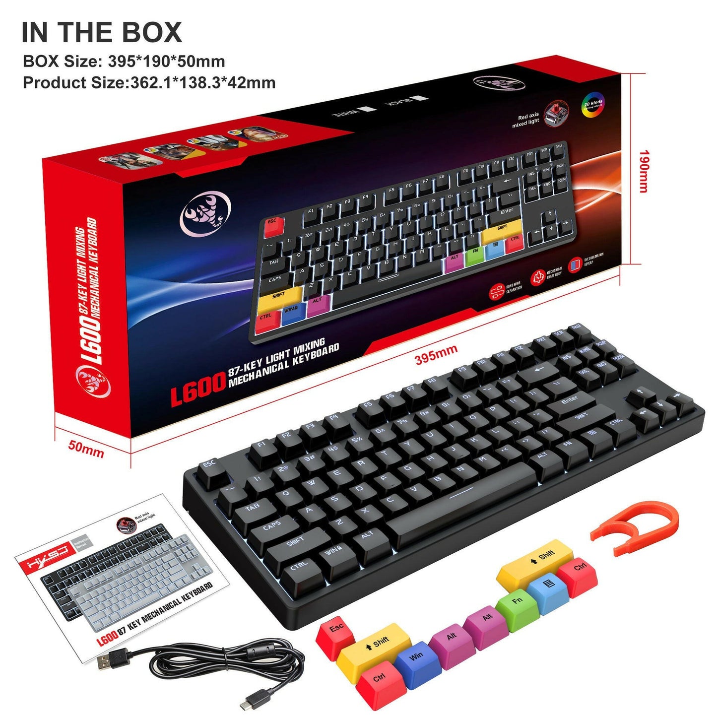 . 87-Key Mechanical Gaming Keyboard – Red Axis Switches, White LED - GoTypical