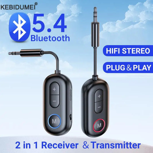 Bluetooth 5.4 receiver transmitter, car mounted AUX 2-in-1 aircraft fitness TV dedicated wireless transmitter