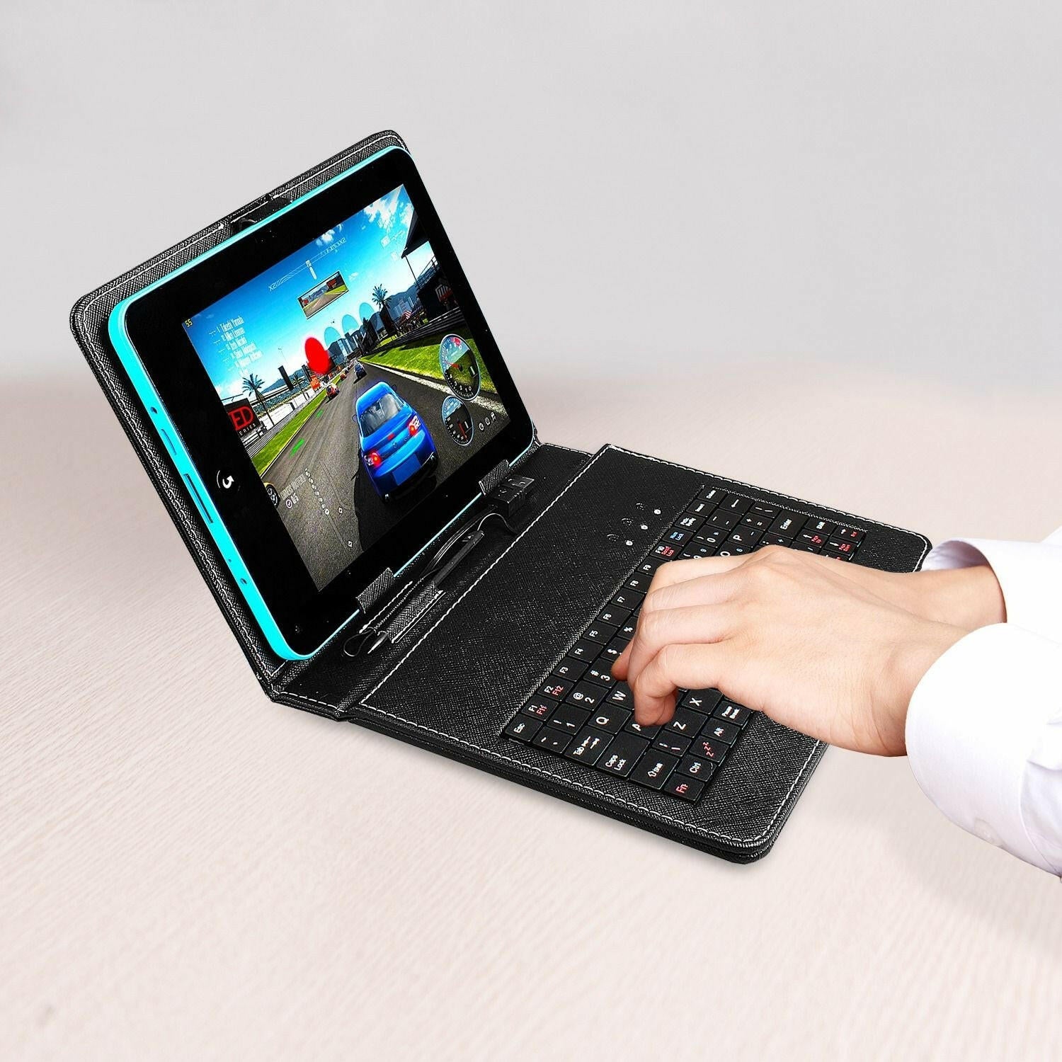 8-Inch Tablet Case with Keyboard – PU Leather Stylus Pen USB Protective - GoTypical