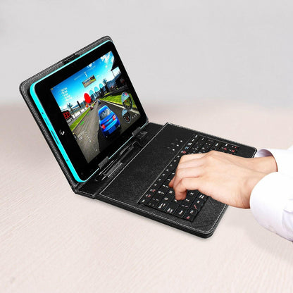 8-Inch Tablet Case with Keyboard – PU Leather Stylus Pen USB Protective - GoTypical