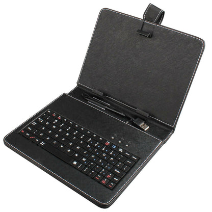 8-Inch Tablet Case with Keyboard – PU Leather Stylus Pen USB Protective - GoTypical