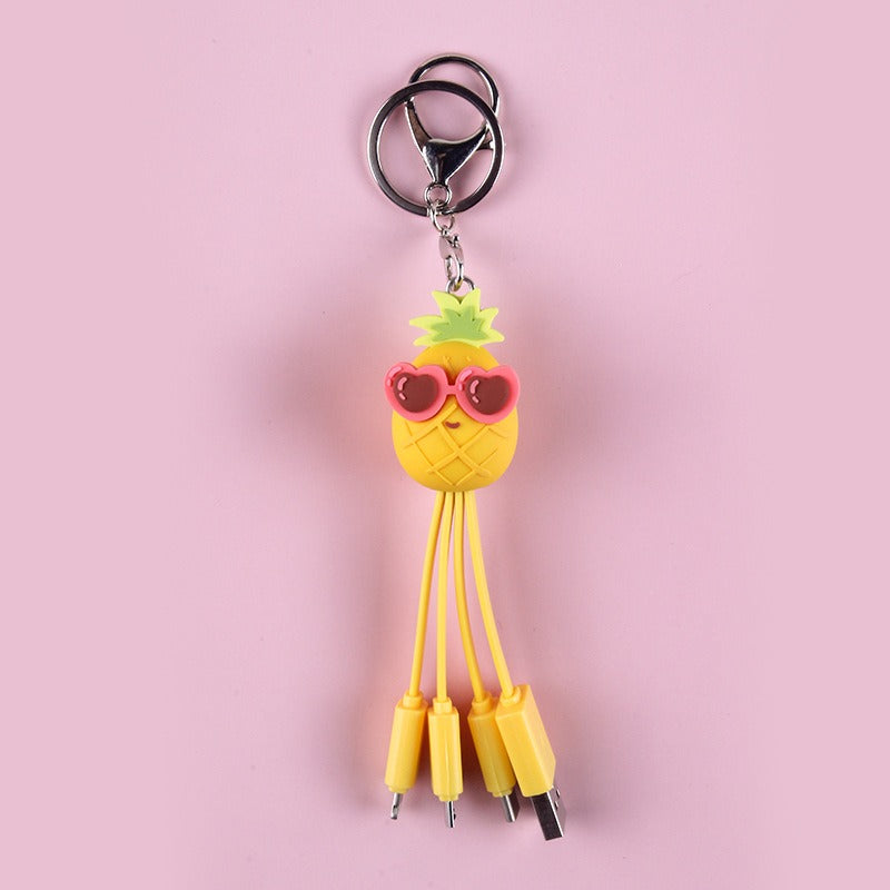 Creative cartoon data cable quirky peach blossom eye phone charging cable peach blossom eye pineapple fruit