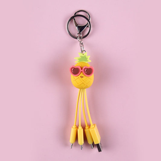 Creative cartoon data cable quirky peach blossom eye phone charging cable peach blossom eye pineapple fruit