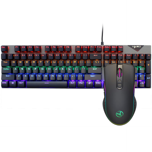 Suspended keycaps with real mechanical feel illuminated RGB keyboard and mouse game 104 keyboard and mouse wired set.