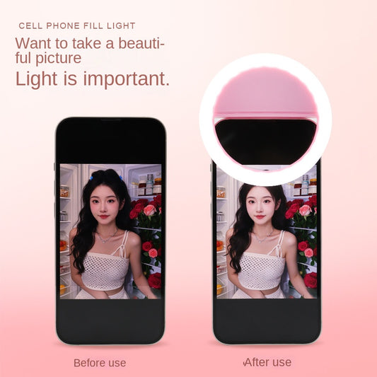 RK-12 Mobile Phone Fill Light Wholesale Live Beauty Selfie Lighting Round Flash Charging LED Fill Light.