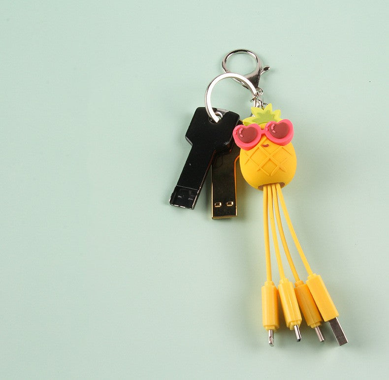 Creative cartoon data cable quirky peach blossom eye phone charging cable peach blossom eye pineapple fruit