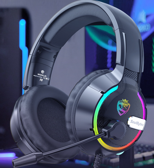 Head mounted gaming headset Soulbytes S19 wired RGB computer headset anchor gaming headset.