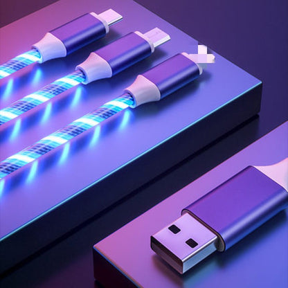 Can emit light multi head three in one charging cable streamer one to three data cable supports simultaneous charging