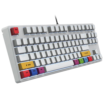 87 key wired mechanical gaming keyboard with red axis for esports and office use, with over 20 types of white light insertable shafts