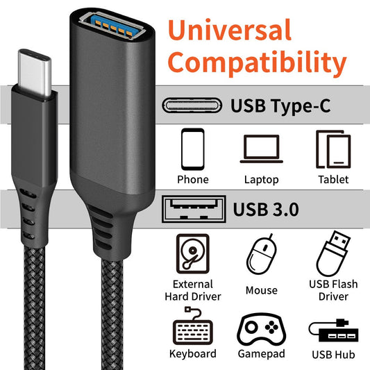New OTG Data Cable Type-C to USB3.0 Adapter for Mobile, Tablet, Car Expansion, and Conversion Head