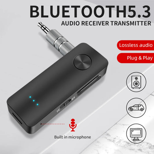 T66 AUX Bluetooth 5.0 Adapter Car Bluetooth Receiver Transmitter 2-in-1 Wireless Audio.