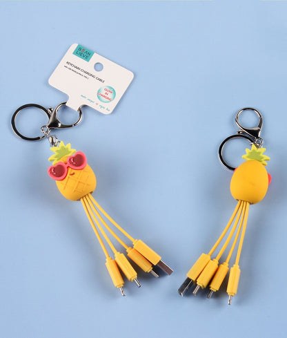 Creative cartoon data cable quirky peach blossom eye phone charging cable peach blossom eye pineapple fruit