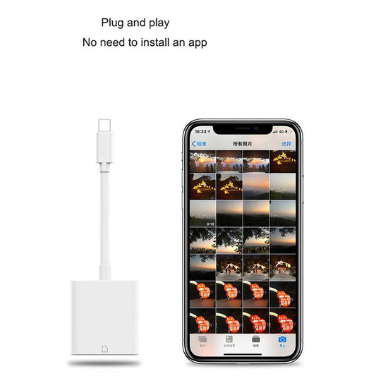 Suitable for Apple 2-in-1 card reader, phone lighting converter, TF+SD card, OTG multifunctional camera.
