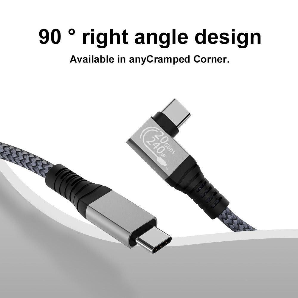 Full function Type-C data cable USB3.2c to C high-definition audio video projection screen weaving 240W5A fast charging cable