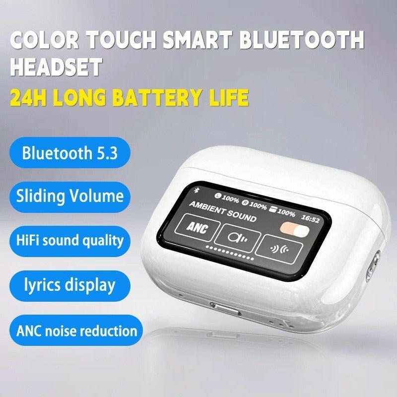 A9pro Bluetooth Headset – LCD Smart Color Screen Noise Reduction Long Battery - GoTypical