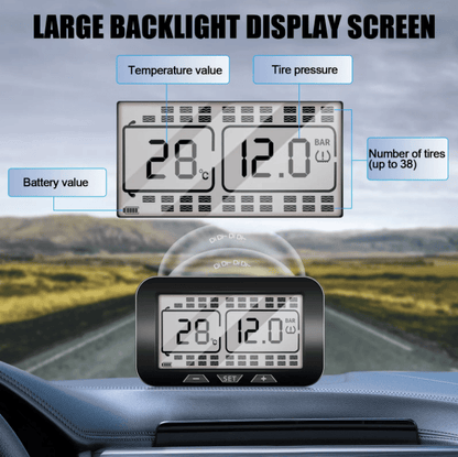 Solar-Powered Tire Pressure Monitor – Bluetooth 18-Digit Display TPMS - GoTypical